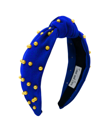 Blue Headband with Yellow Beads